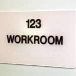 ADA Room ID Sign #5 - Acrylic - Aluminum - Tactile Letters - Braille Dots