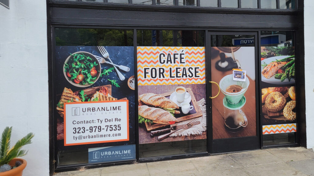 Management Company - Cafe For Lease - Window Graphics - Digital Printing - Vinyl
