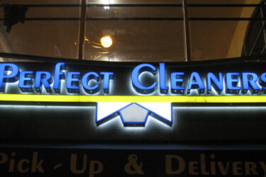 Cleaners - Perfect Cleaners- Face Lit & Halo Lit Channel Letters - Storefront Sign - Illuminated Sign - Aluminum - LED - Outdoor Sign - Wall Sign - Building Sign