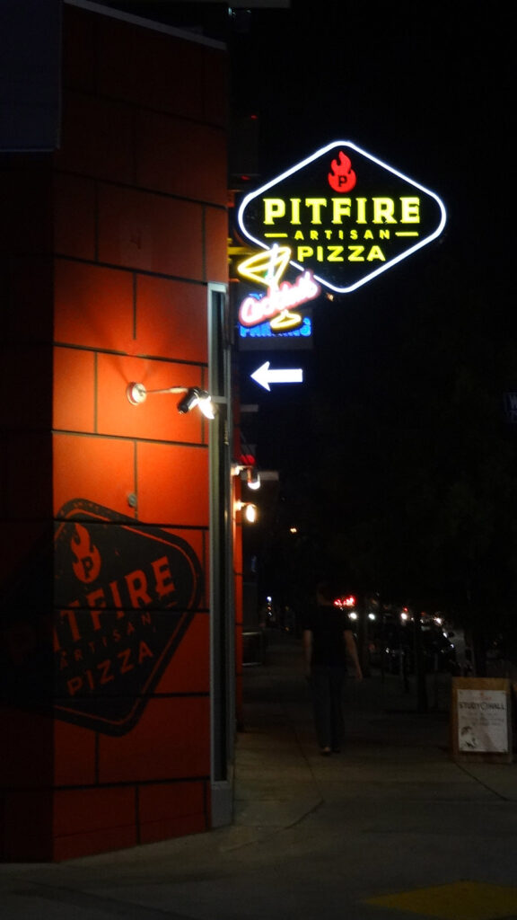 Restaurant - Pitfire Pizza Cocktails - Blade Sign - Exterior Blade Sign - Projecting Sign - Neon Sign