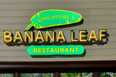 Restaurant - Singapore's Banana Leaf Restaurant - Open Face Channel Letters - Exterior Building Sign - Wall Sign - Illuminated - Aluminum - Neon Units