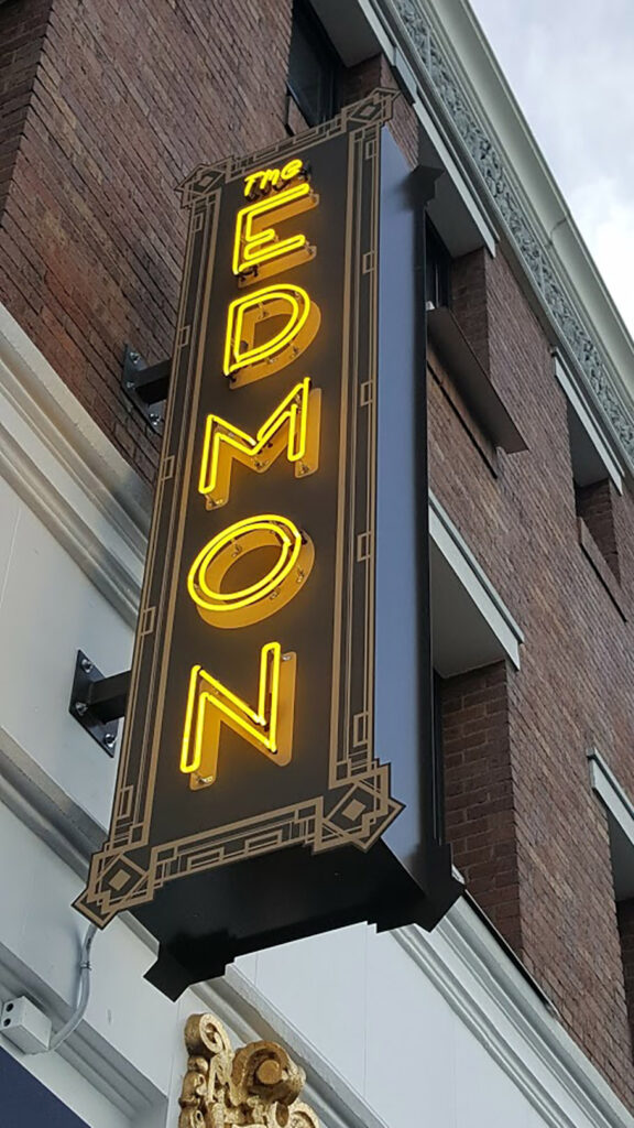 Restaurant - Edmon Restaurant - Blade Sign - Exterior Illuminated Sign - LED - Projecting Sign - Aluminum - Neon Blade Sign