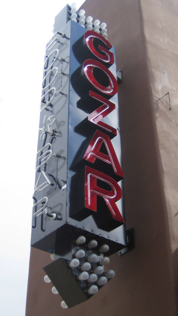Bar Restaurant - Gozar - Blade Sign - Exterior Blade Sign - Projecting Sign - Neon Letters - Illuminated Sign