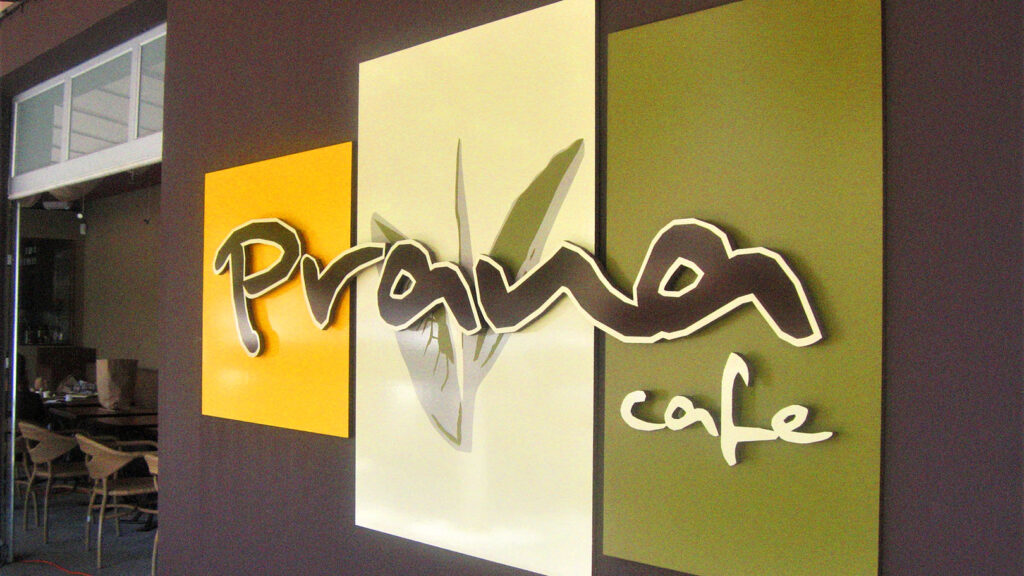 Cafe - Prana Cafe - 3D Letters - PVC - Paint - Vinyl - Dimensional Letters - Building Sign - Storefront Sign - Custom Design - Logo Sign
