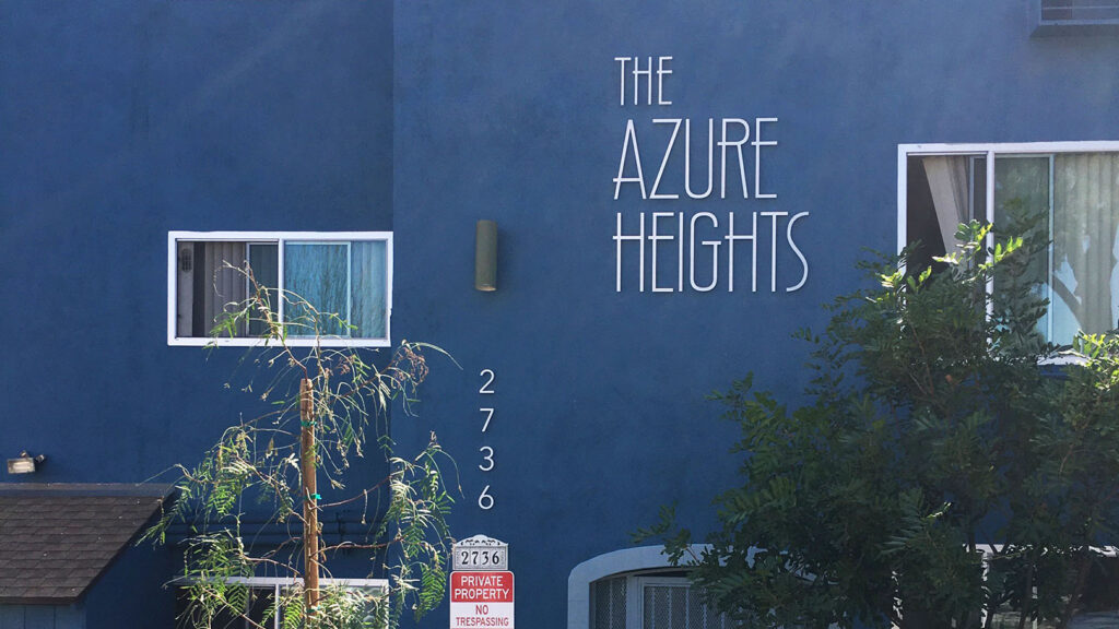 Apartment Building - The Azure Heights - 3D Letters - Aluminum - Paint - Dimensional Letters - Building Sign