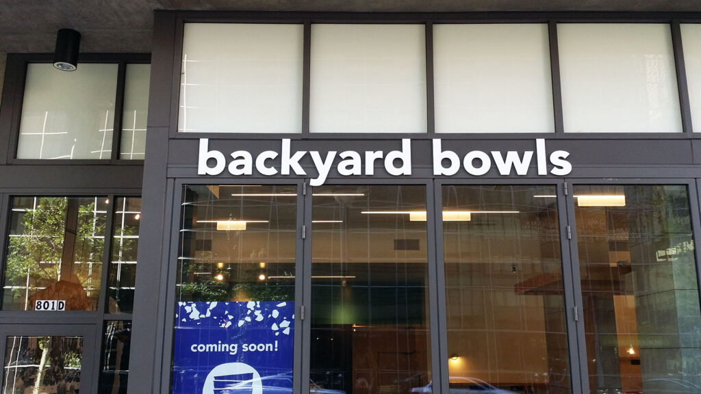 Restaurant - Backyard Bowls - 3D Letters - PVC - Paint - Dimensional Letters - Storefront Sign - Logo Sign - Building Sign