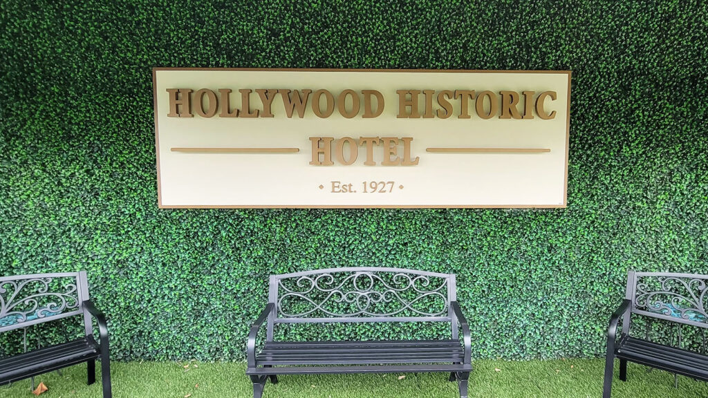Hotel - Hollywood Historic Hotel - 3D Letters - Paint - PVC Letters - Dimensional Letters - Exterior Sign - Sign on a Back Panel