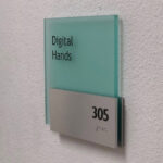 Office Signage - ADA SIGN - Room ID Sign - Acrylic - Brushed Aluminum - Braille - Room ID Sign - Tactile Letters - Custom Design - Glass