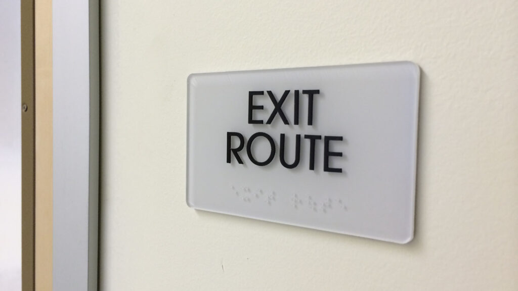 Apartment Building - ADA SIGN - Exit Route Sign - Acrylic - Braille - Tactile Letters
