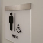 Commercial Office - ADA SIGN - Men Restroom Wall Sign - Acrylic - Braille - Tactile Letters - Custom Design - Brushed Aluminum