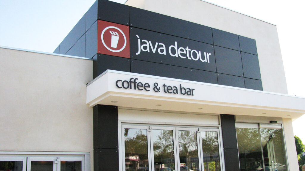 Coffee Shop - Java Detour - Architectural Sign - Aluminum - Building Sign - Modern Sign