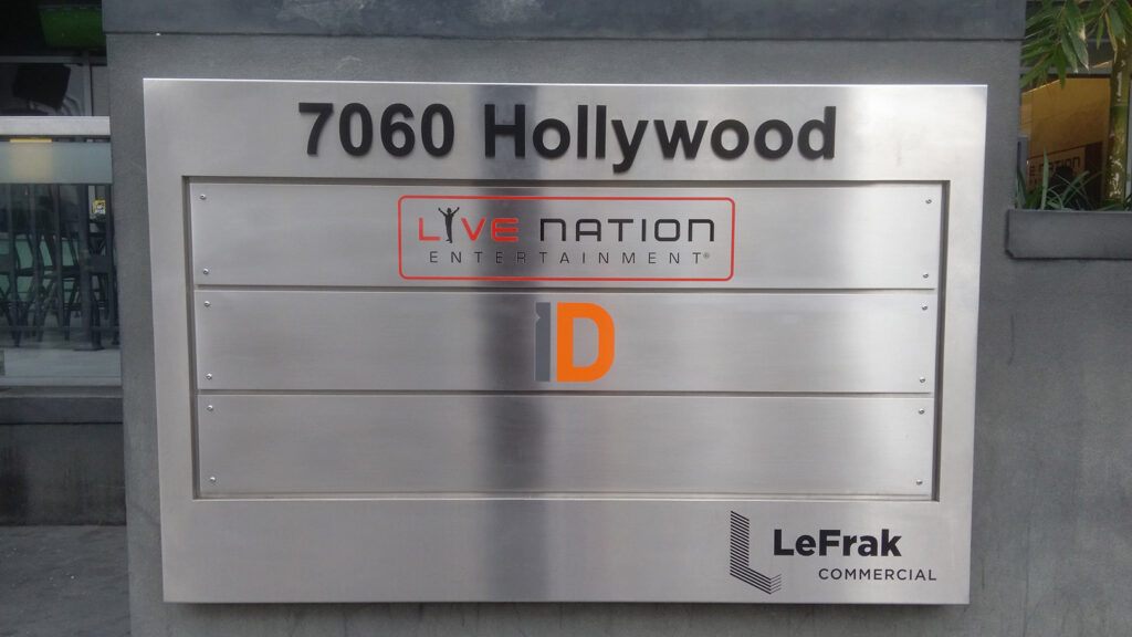 Commercial Building - Live Nation - Architectural Sign - Acrylic - Aluminum - Plaza Directory Sign - Modern Sign - Custom Designed Sign