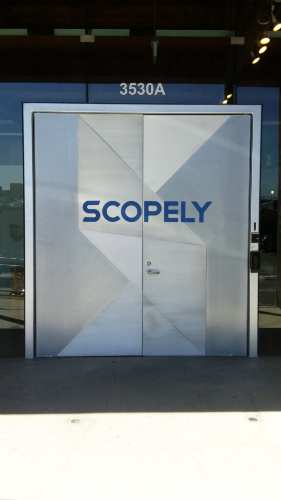 Commercial Office - Scopely- Architectural Sign - Vinyl - Aluminum - Modern Sign - Custom Designed Entry