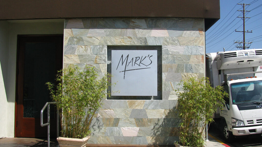 Restaurant - Mark's- Architectural Sign - Aluminum - Modern Sign - Custom Designed Backlit Sign - CNC Routed Sign