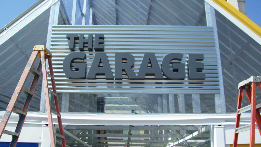 Retail Store - The Garage - Architectural Sign - Aluminum - Building Sign - Modern Sign - Custom Designed Storefront