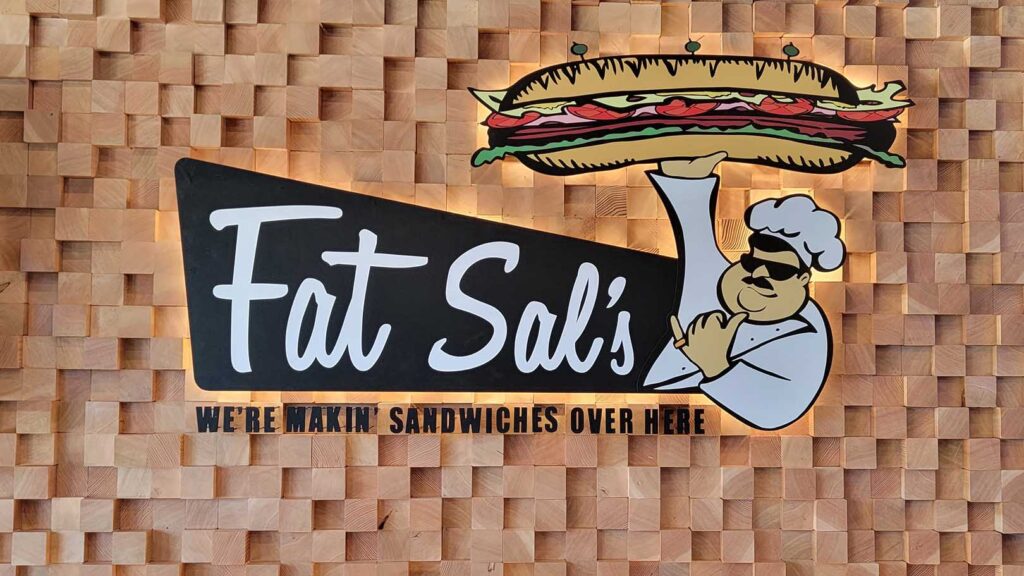 Restaurant- Fat Sal's - Custom Sign - Aluminum - Vinyl - Custom Design - Custom Shaped Sign - CNC Routed Sign - LED Illuminated - Interior Backlit Sign