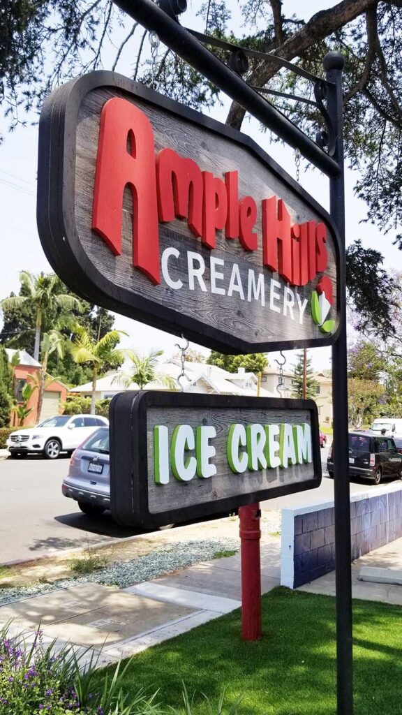 Ice Cream Shop - Ample Hills Creamery- Custom Sign - Wood - Paint - Custom Design - Custom Shaped Sign - CNC Routed Sign - Free Standing Sign
