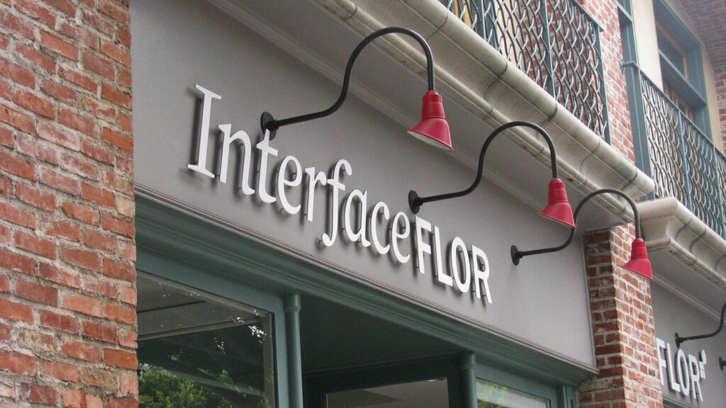 Retail Store - Interface Flor - Metal Letters - Aluminum - Paint - Flat Cut Letters - Stud Mounted Sign - Building Sign - Storefront Sign