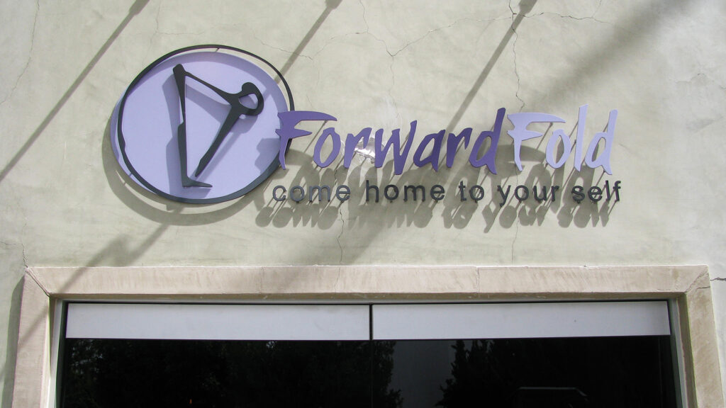 Yoga Studio - Forward Fold Yoga - Metal Letters - Aluminum - Paint - Flat Cut Metal Letters - Dimensional Letters - Storefront Sign - Building Sign