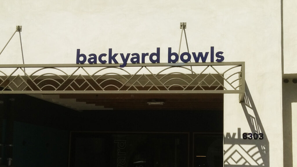 Restaurant - Backyard Bowls - Metal Letters - Aluminum - Painted - Flat Cut Metal Letters - Dimensional Letters - Building Sign