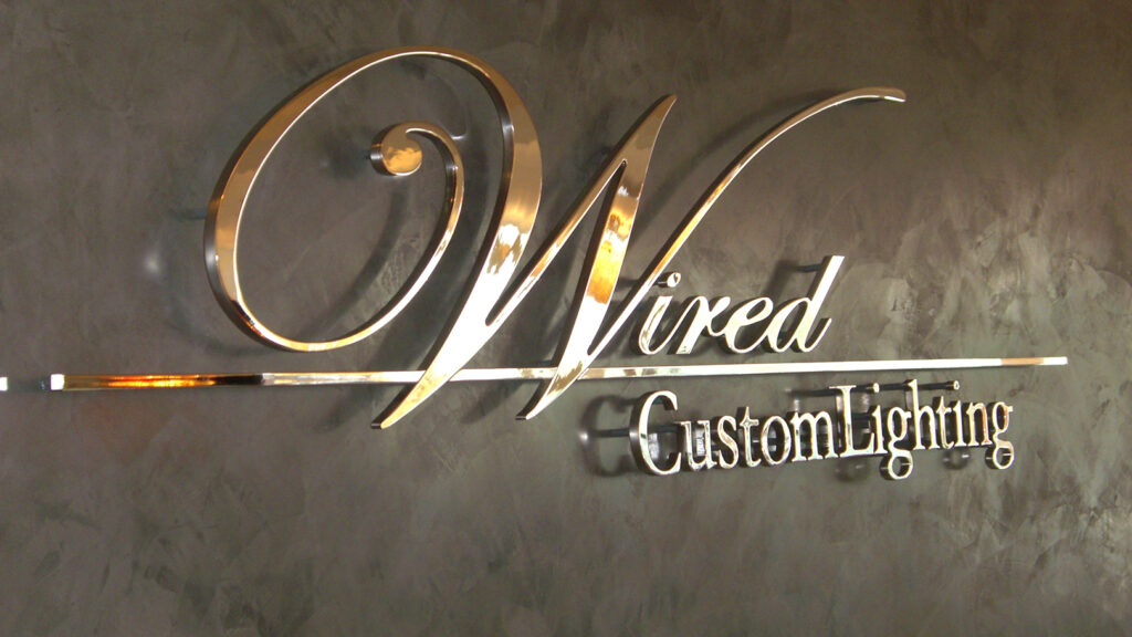 Retail Store -Wired Custom Lighting - Metal Letters - Aluminum - Brass Letters - Flat Cut Metal Letters - Dimensional Letters - Interior Sign
