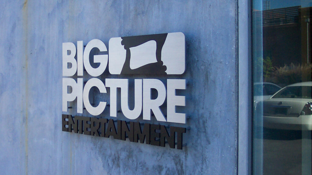 Film Studio -Big Picture Entertainment - Metal Letters - Aluminum - Paint - Flat Cut Metal Letters - Dimensional Letters - Building Sign