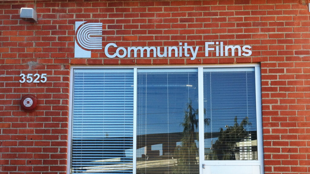 Film Studio - Community Films - Metal Letters - Aluminum - Paint - Flat Cut Metal Letters - Dimensional Letters - Building Sign - Exterior Sign