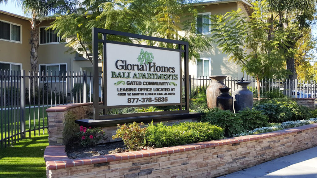 Apartment Complex - Gloria Homes Apartments - Monument Sign - Aluminum- Paint - Free Standing Sign - Dimensional Acrylic Letters