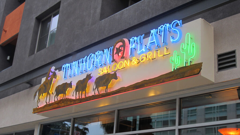 Restaurant -Tinhorn Flats Grill - Neon Sign - Exterior Sign - Building Sign - Storefront Sign - Aluminum - Paint